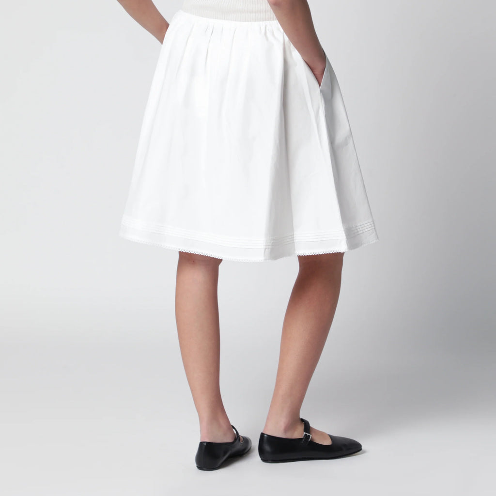 Dunst White cotton midi full skirt