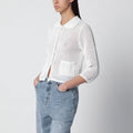 Dunst Ivory openwork linen-blend cardigan