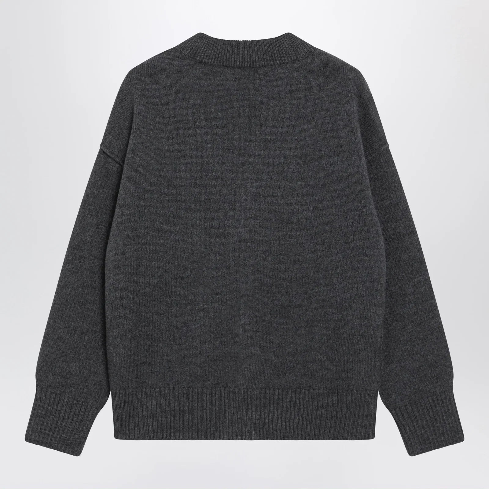 Ami Paris Ami De Coeur cardigan in grey mélange merino wool knit
