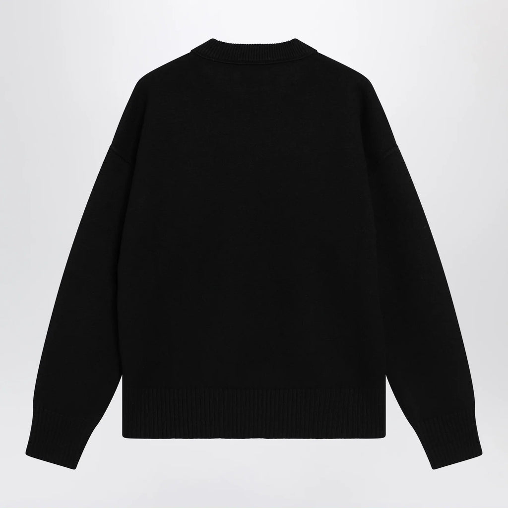 Ami Paris Black Ami de Coeur virgin wool sweater