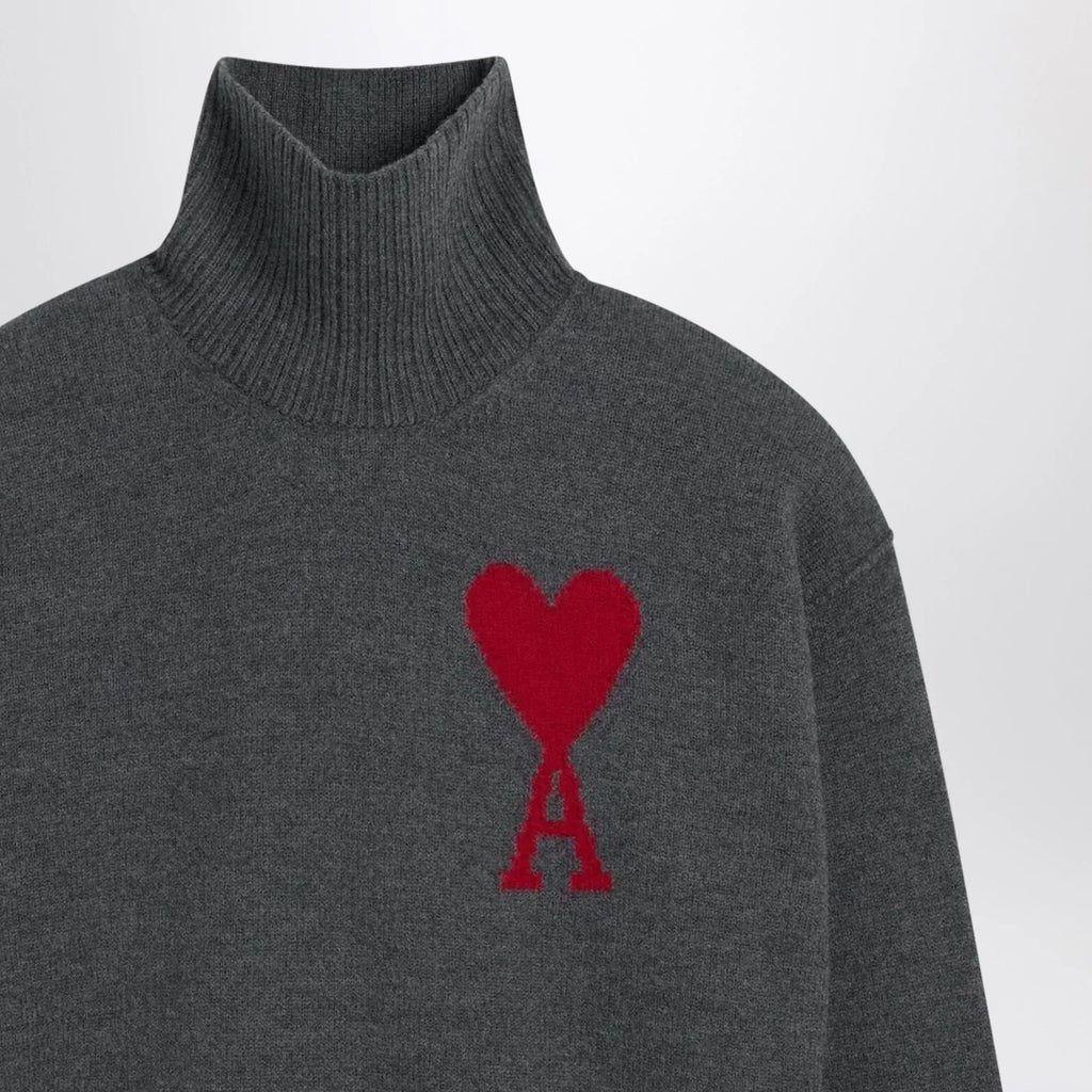 Ami Paris Grey turtleneck sweater Ami De Coeur
