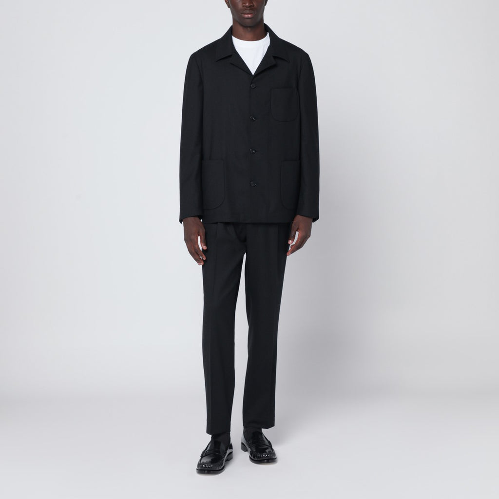 Santaniello Black single-breasted suit in wool blend