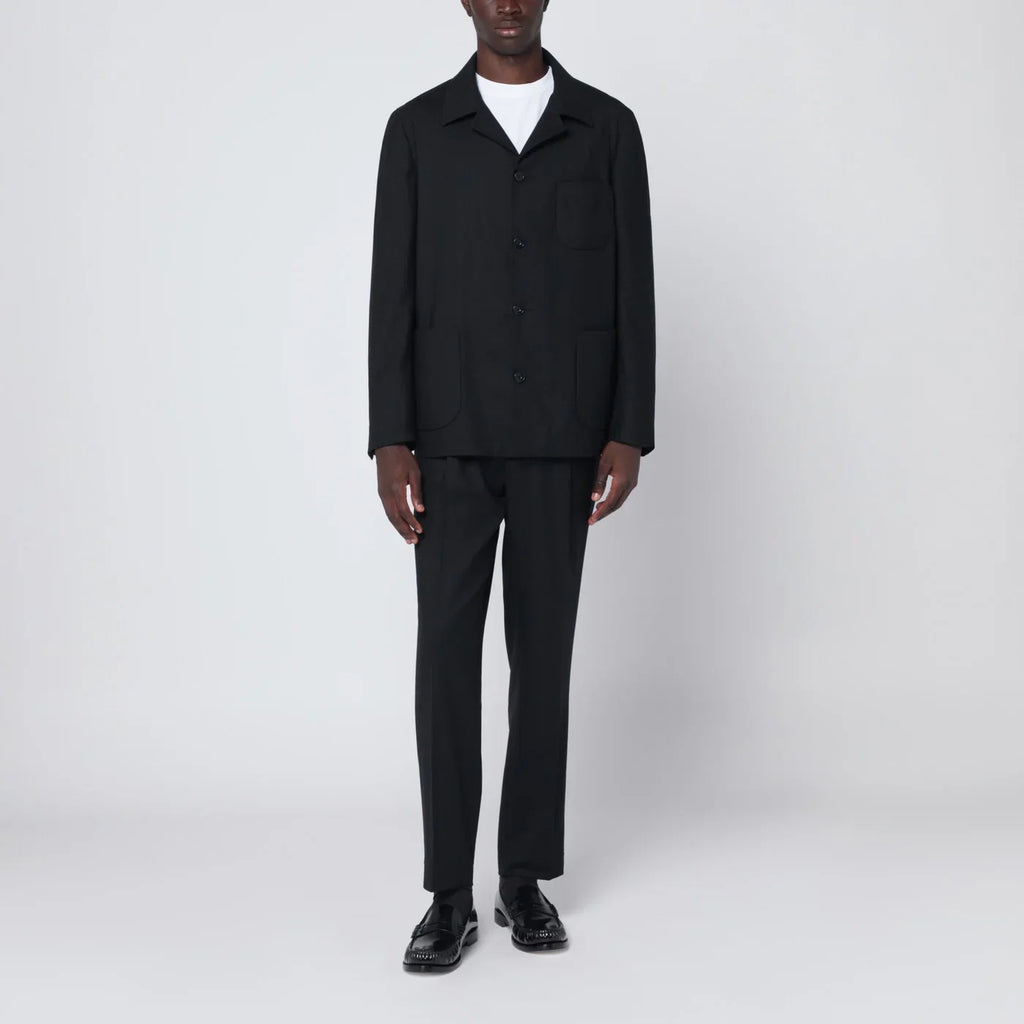 Santaniello Black single-breasted suit in wool blend