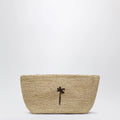 Manebí Raffia clutch with logo embroidery
