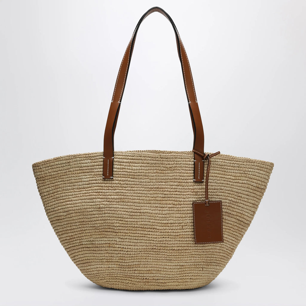 Manebí Raffia and leather shoulder bag