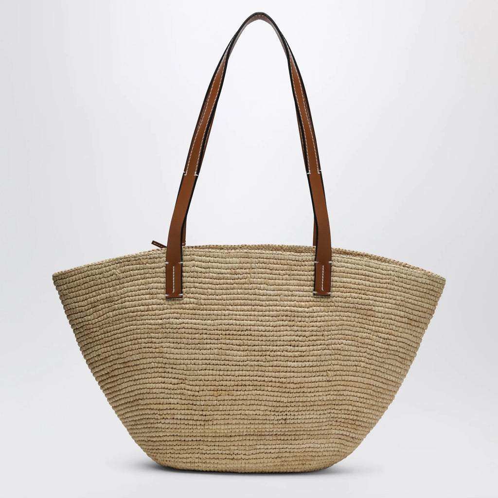 Manebí Raffia and leather shoulder bag