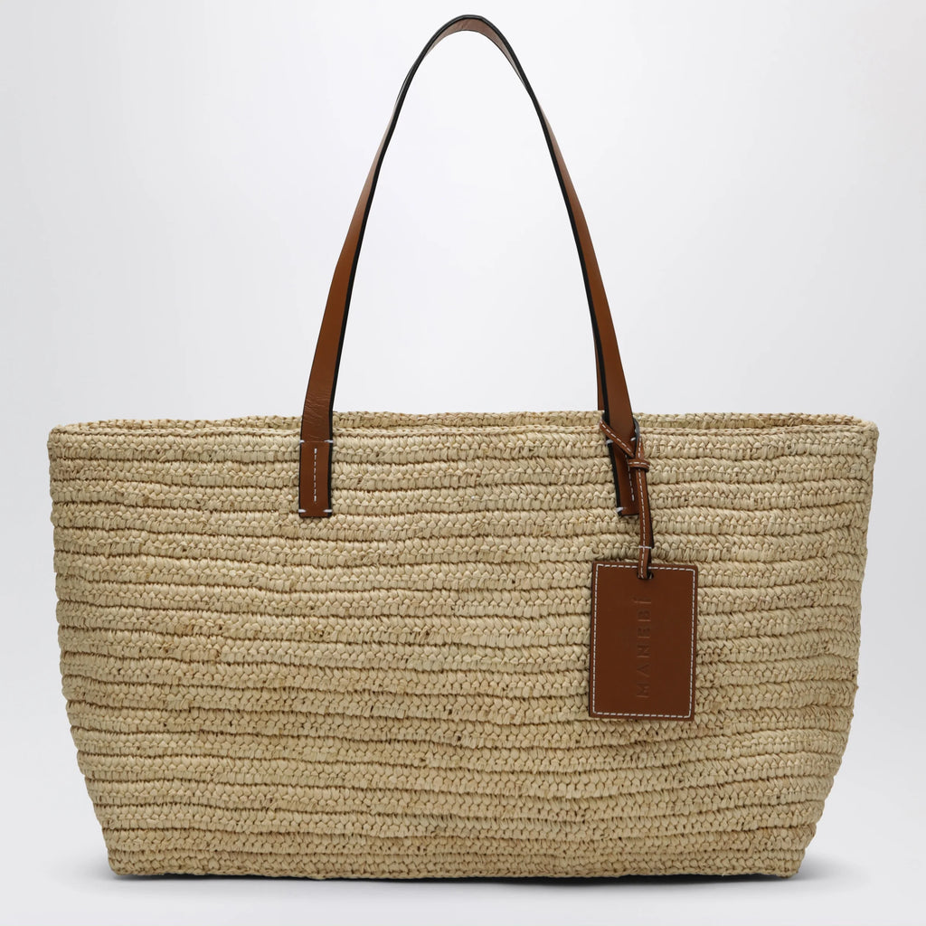 Manebí Raffia and leather shoulder bag