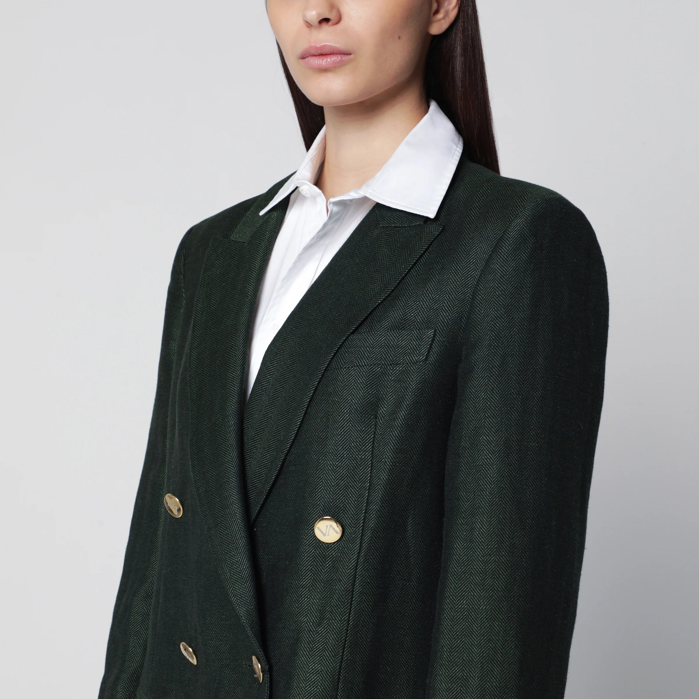 VItoVI Green double-breasted linen-blend jacket