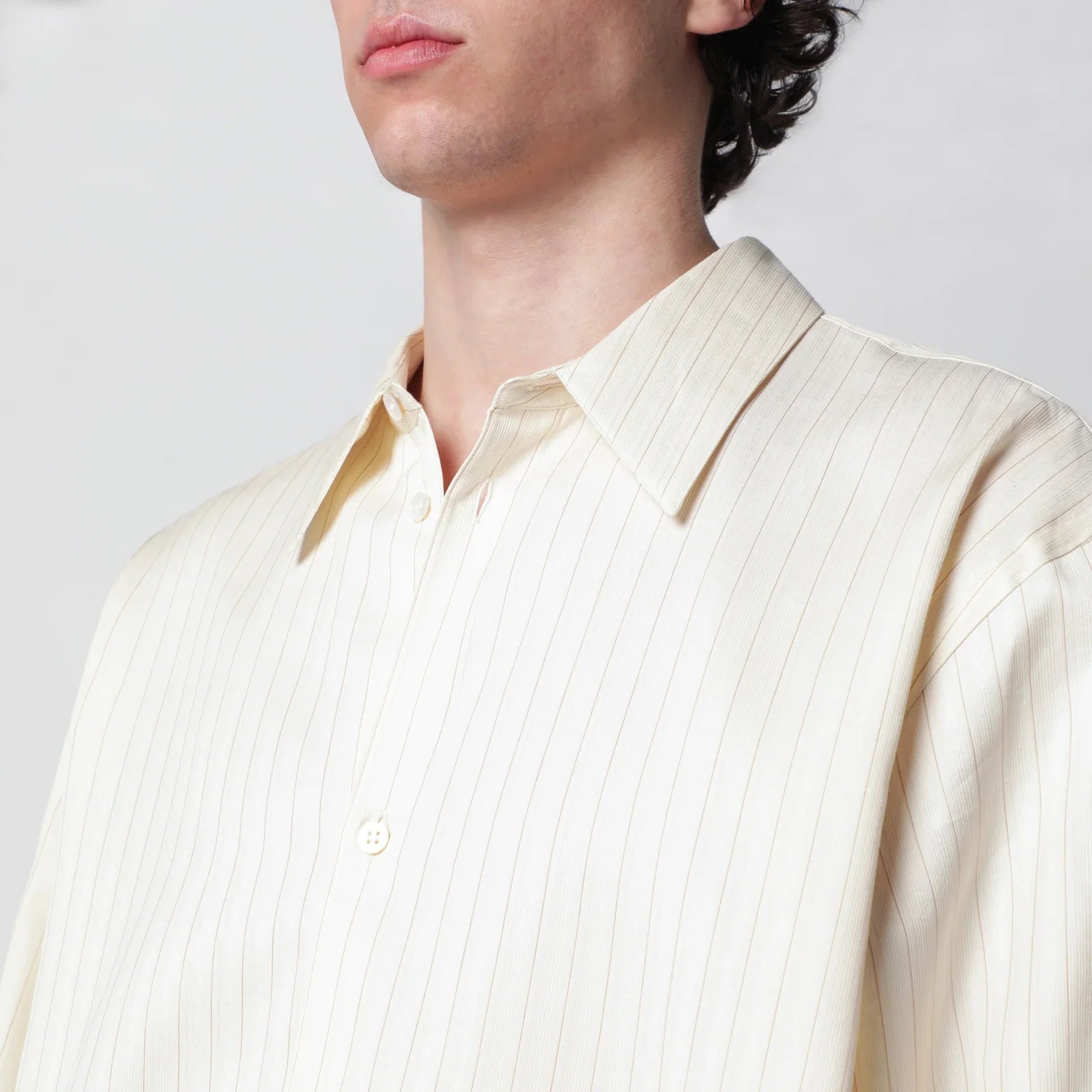 STUDIO NICHOLSON Striped cotton-blend shirt