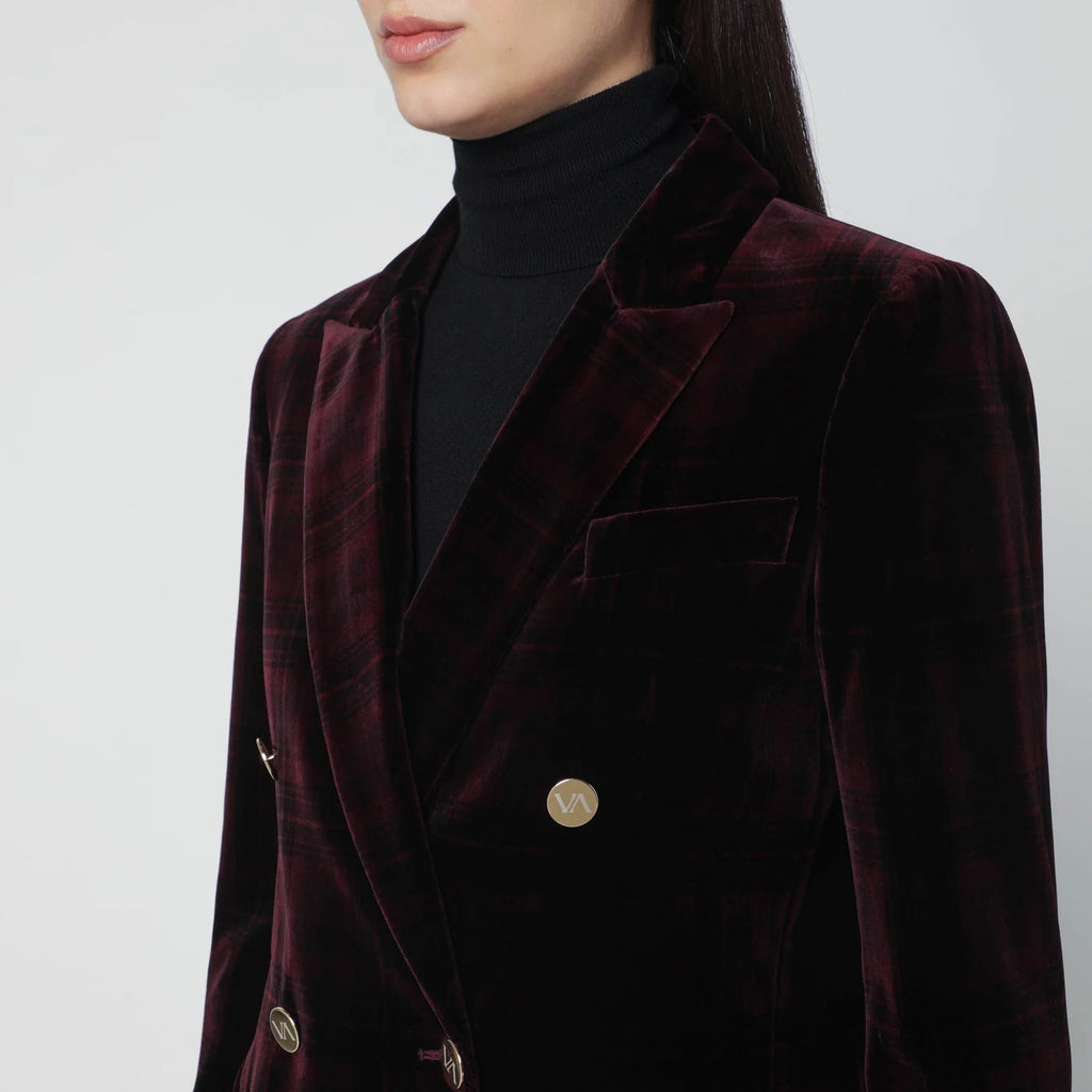VItoVI Bordeaux velvet double-breasted jacket