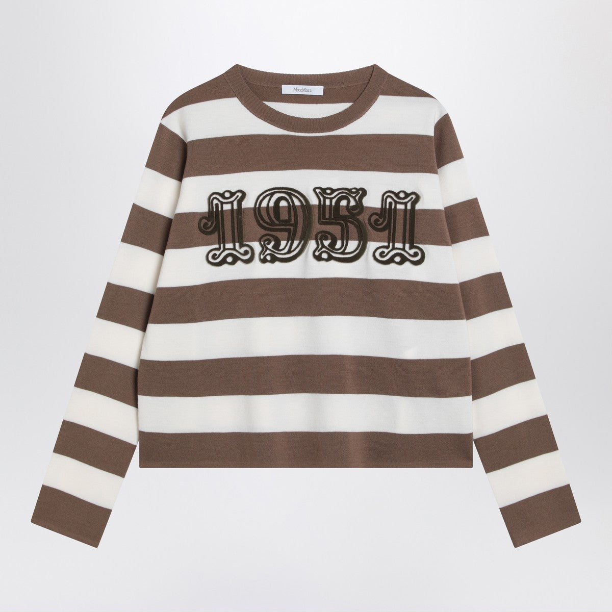 Max Mara Striped wool sweater with embroidery