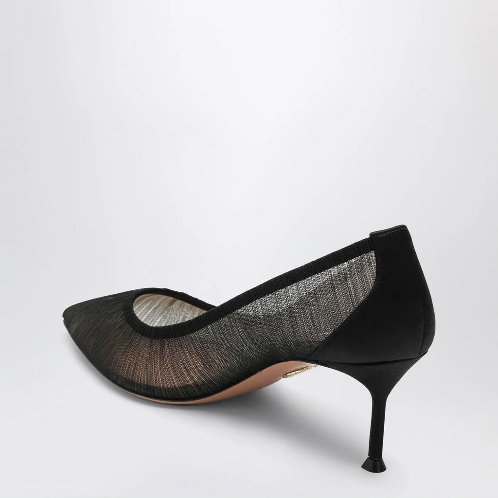 Aquazzura Voile black pumps in satin and mesh