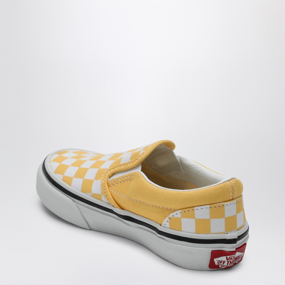 VANS White/yellow slip-on sneaker with Check pattern