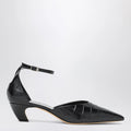 Le Monde Béryl Black Victoria décolleté with crocodile print