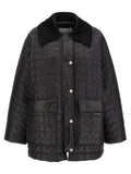 Ganni Black Shiny Quilt Midi Jacket