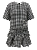 Ganni Crinkled Check Mini Dress