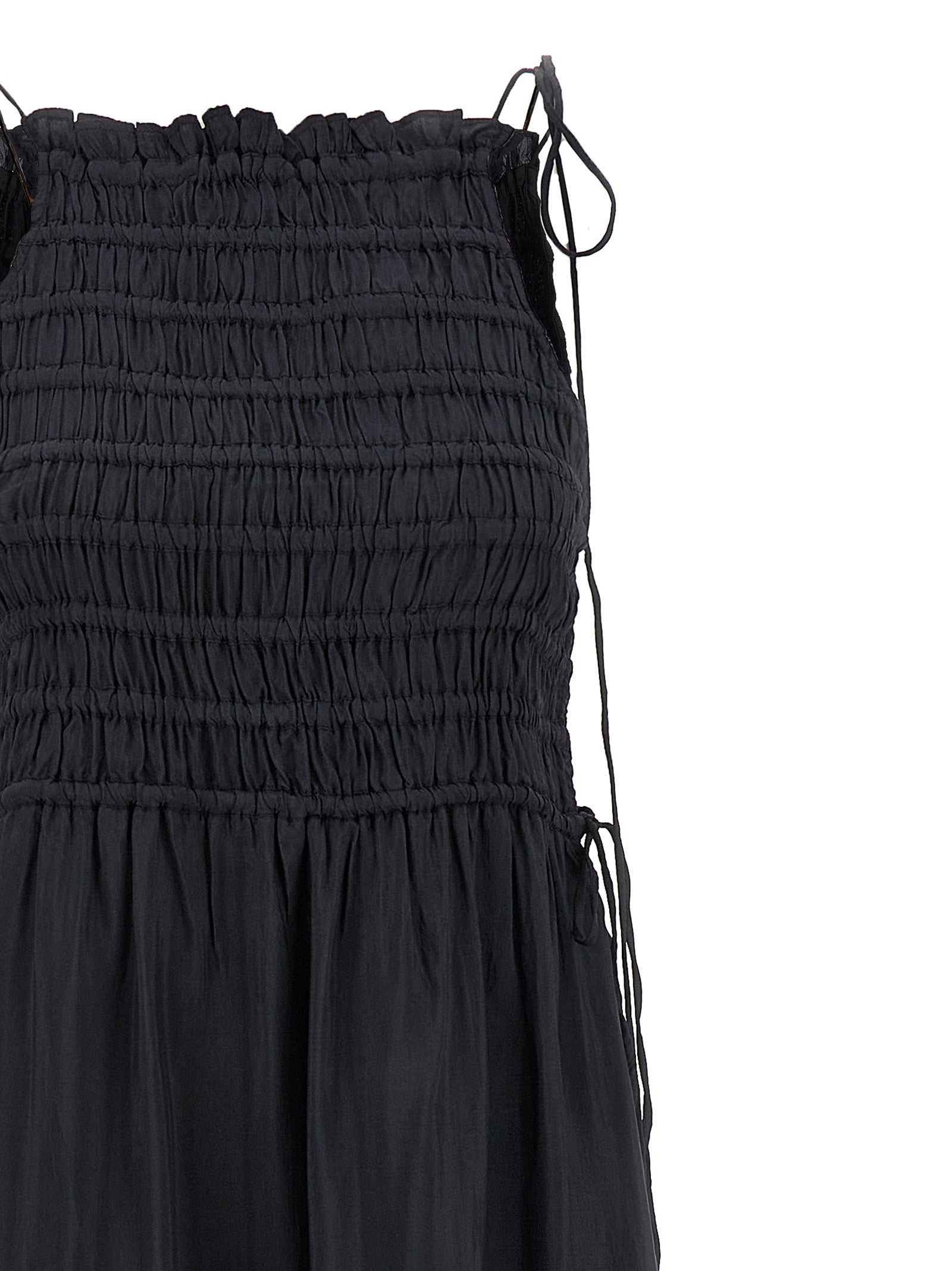 Ganni Black Smock Tie Dress