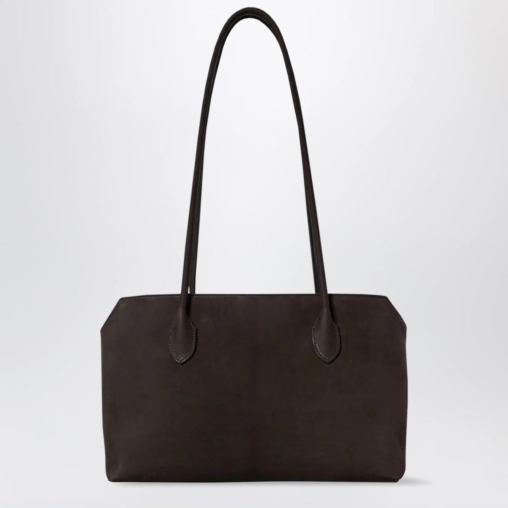 The Row Terrasse nubuck calf leather shoulder bag, ebony brown