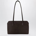 The Row Terrasse nubuck calf leather shoulder bag, ebony brown