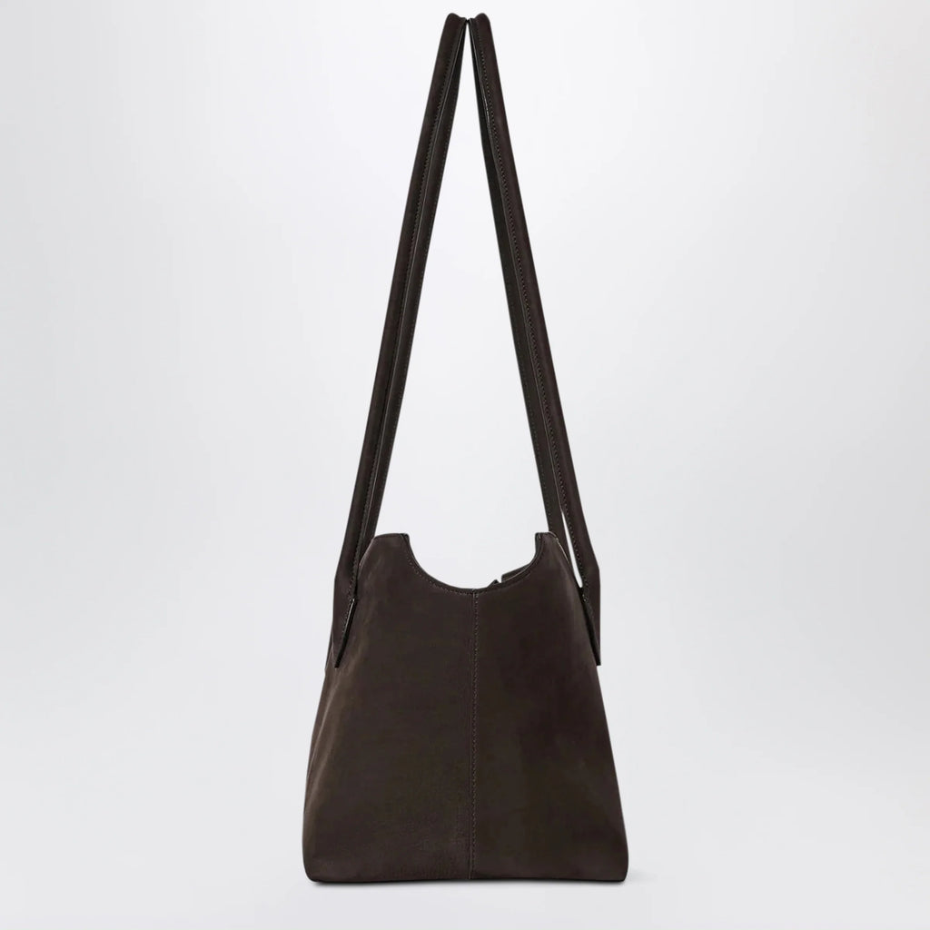 The Row Terrasse nubuck calf leather shoulder bag, ebony brown