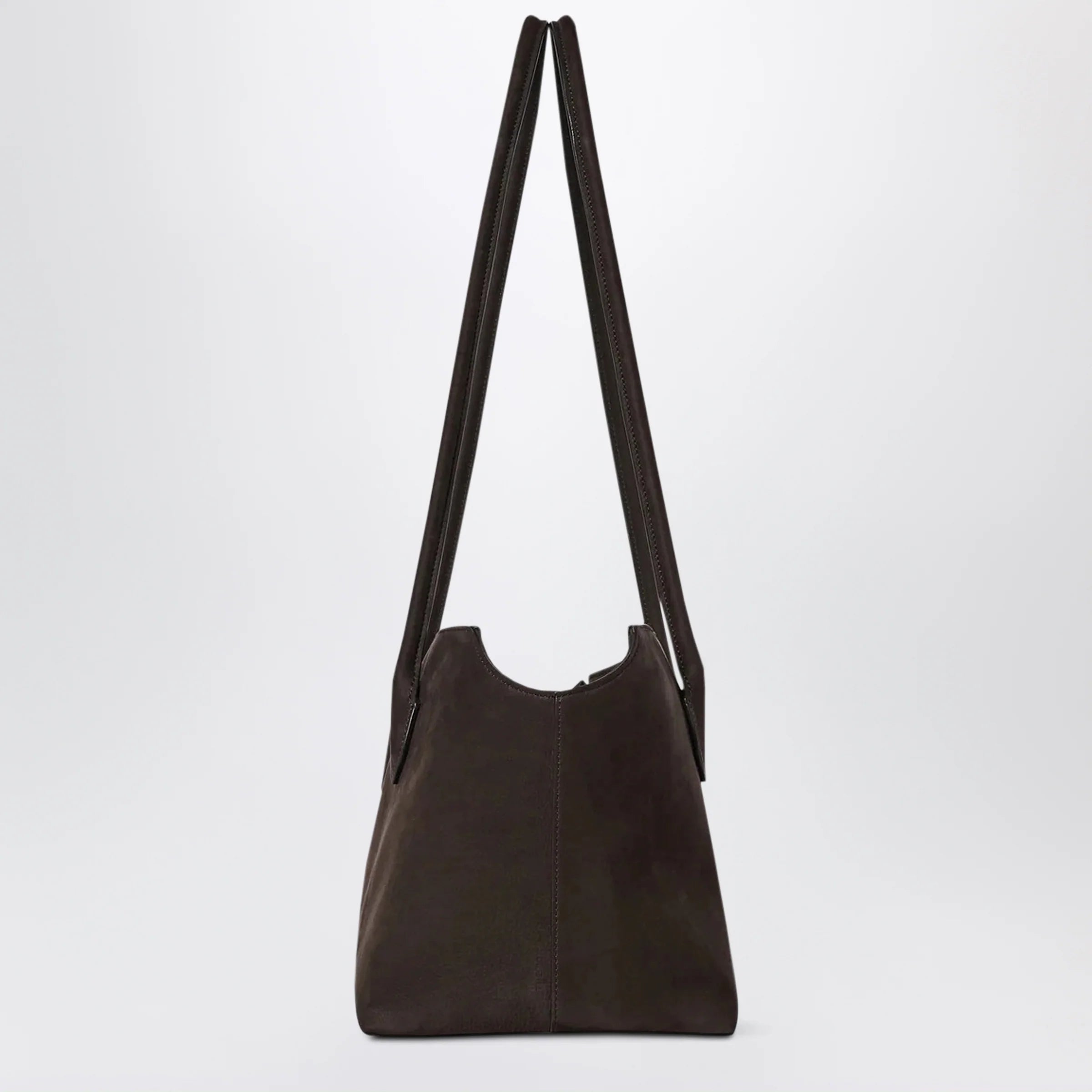 The Row Terrasse nubuck calf leather shoulder bag, ebony brown