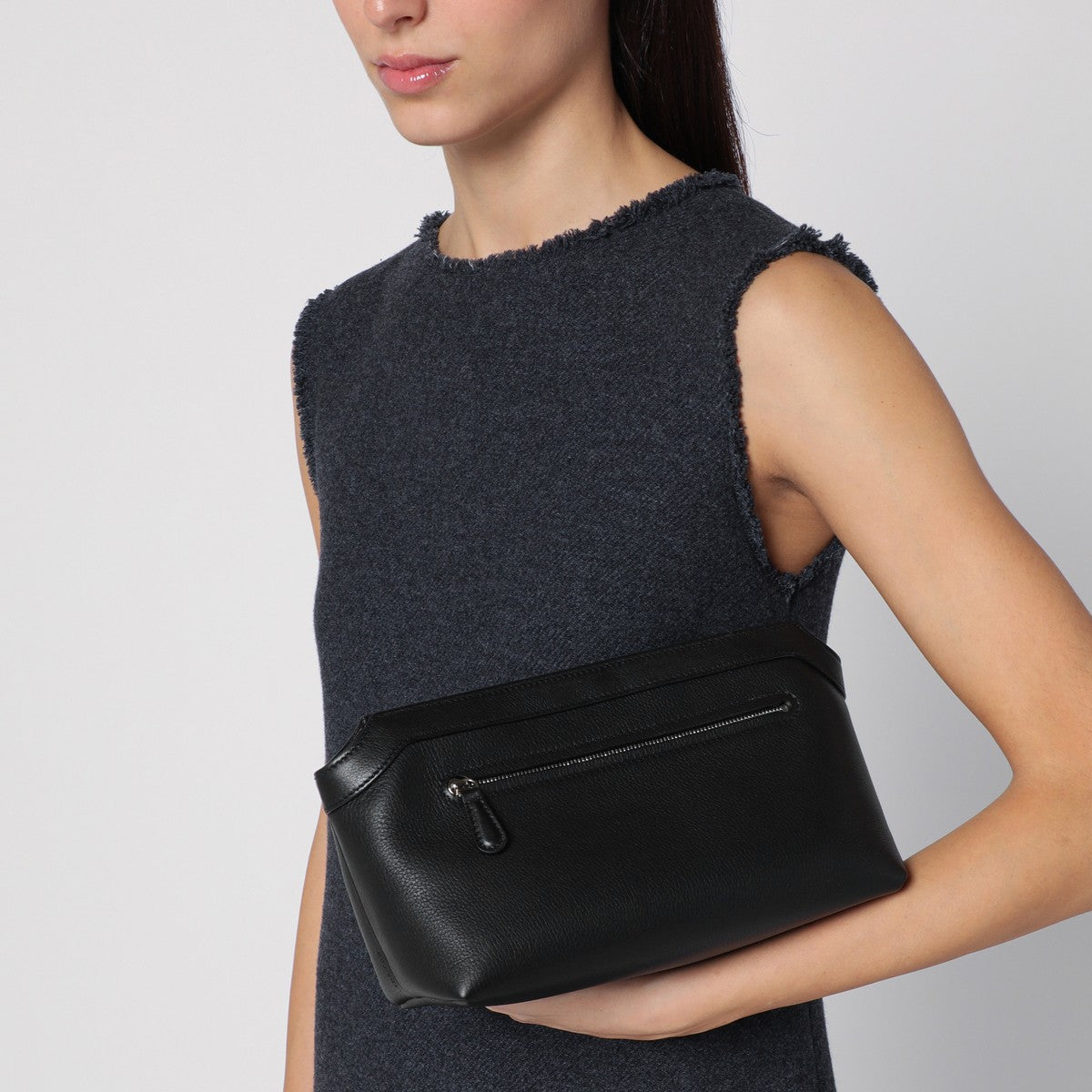 The Row Black leather clutch bag