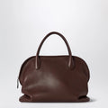 The Row Agnes soft glossy calfskin handbag in burgundy