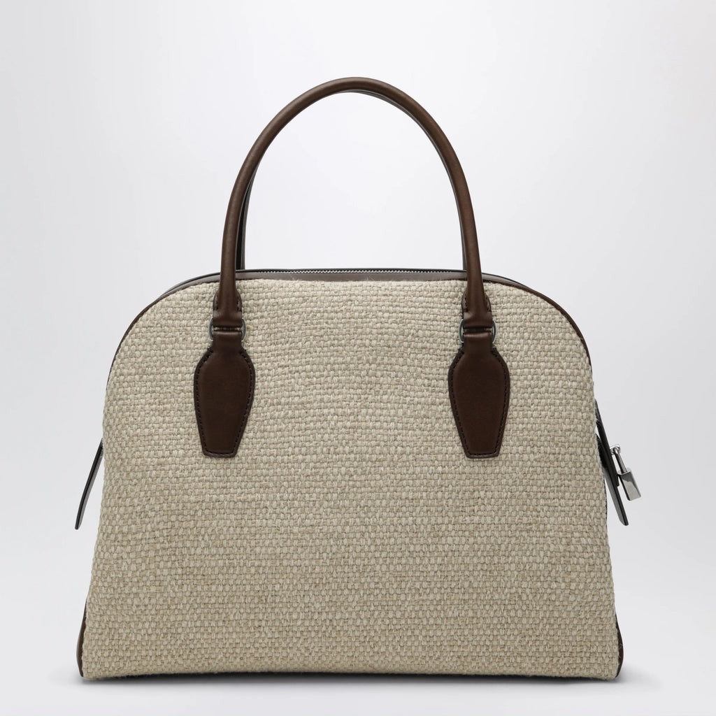 The Row India 12 natural/brown canvas and leather bag