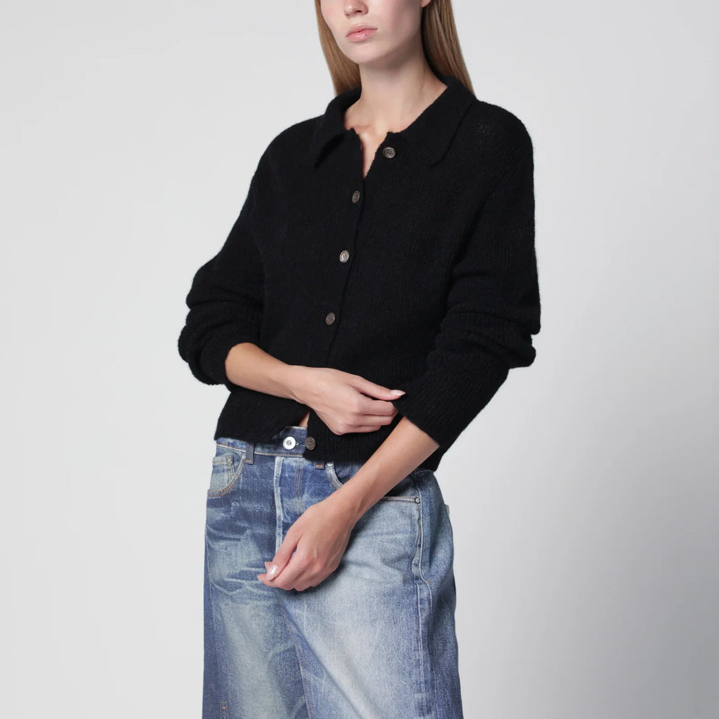 Our Legacy Black alpaca-blend polo cardigan