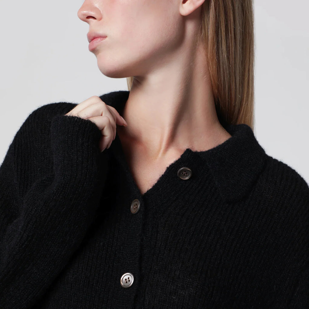 Our Legacy Black alpaca-blend polo cardigan