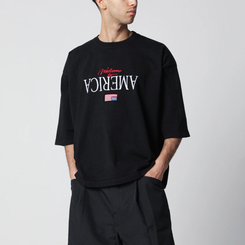 Willy Chavarria Black Welcome To America Buffalo T-shirt