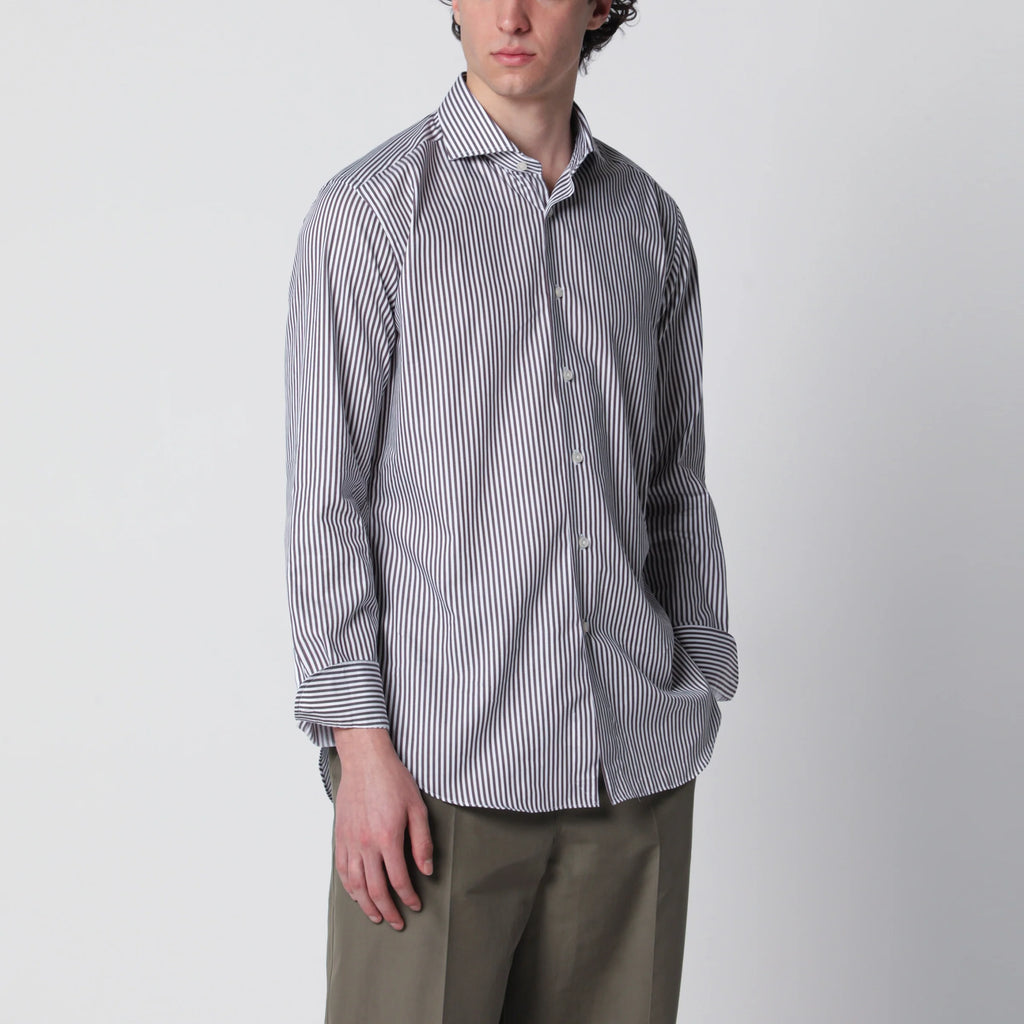 XACUS White/brown striped Travel shirt