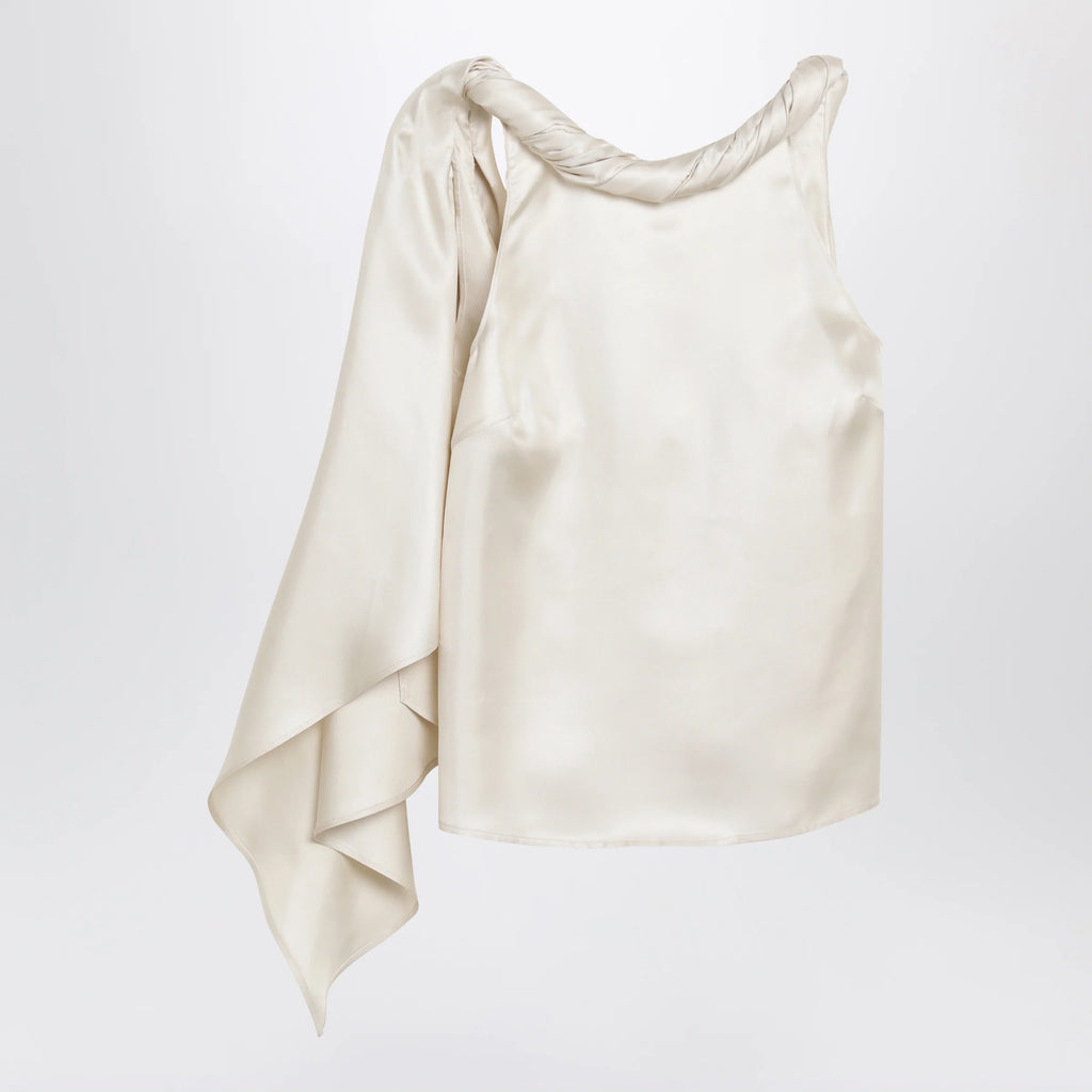LouLou De Saison Wilma silk twill top with a twisted collar and scarf detail