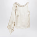 LouLou De Saison Wilma silk twill top with a twisted collar and scarf detail