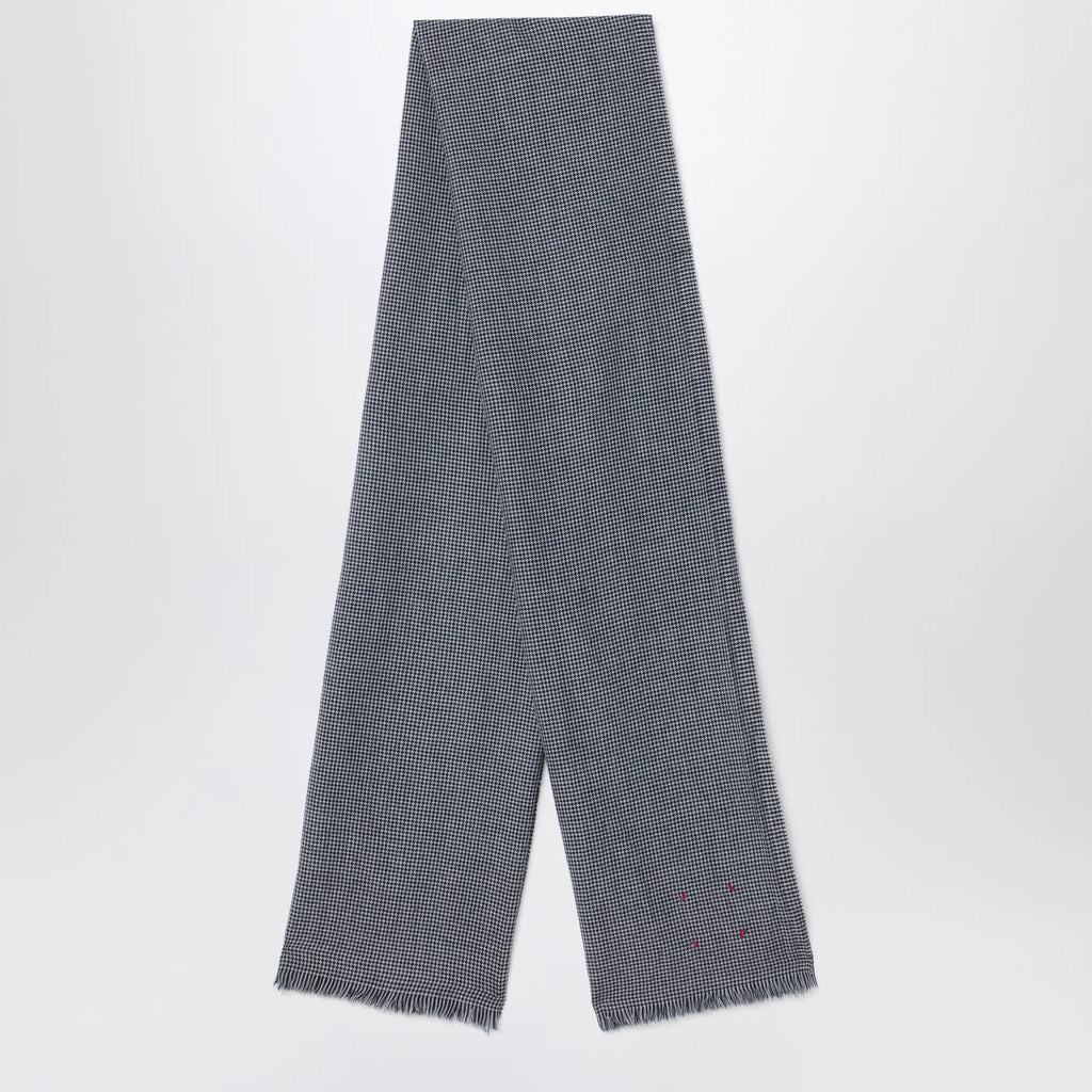Destin White/black check wool scarf